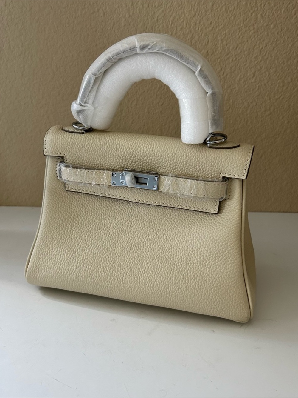 20cm Cream White Mini Leather Satchel